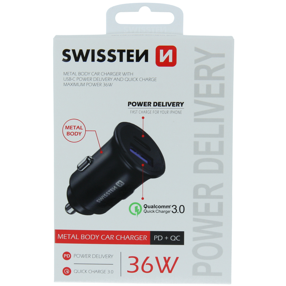 Încărcător Auto Swissten 36W PD+QC