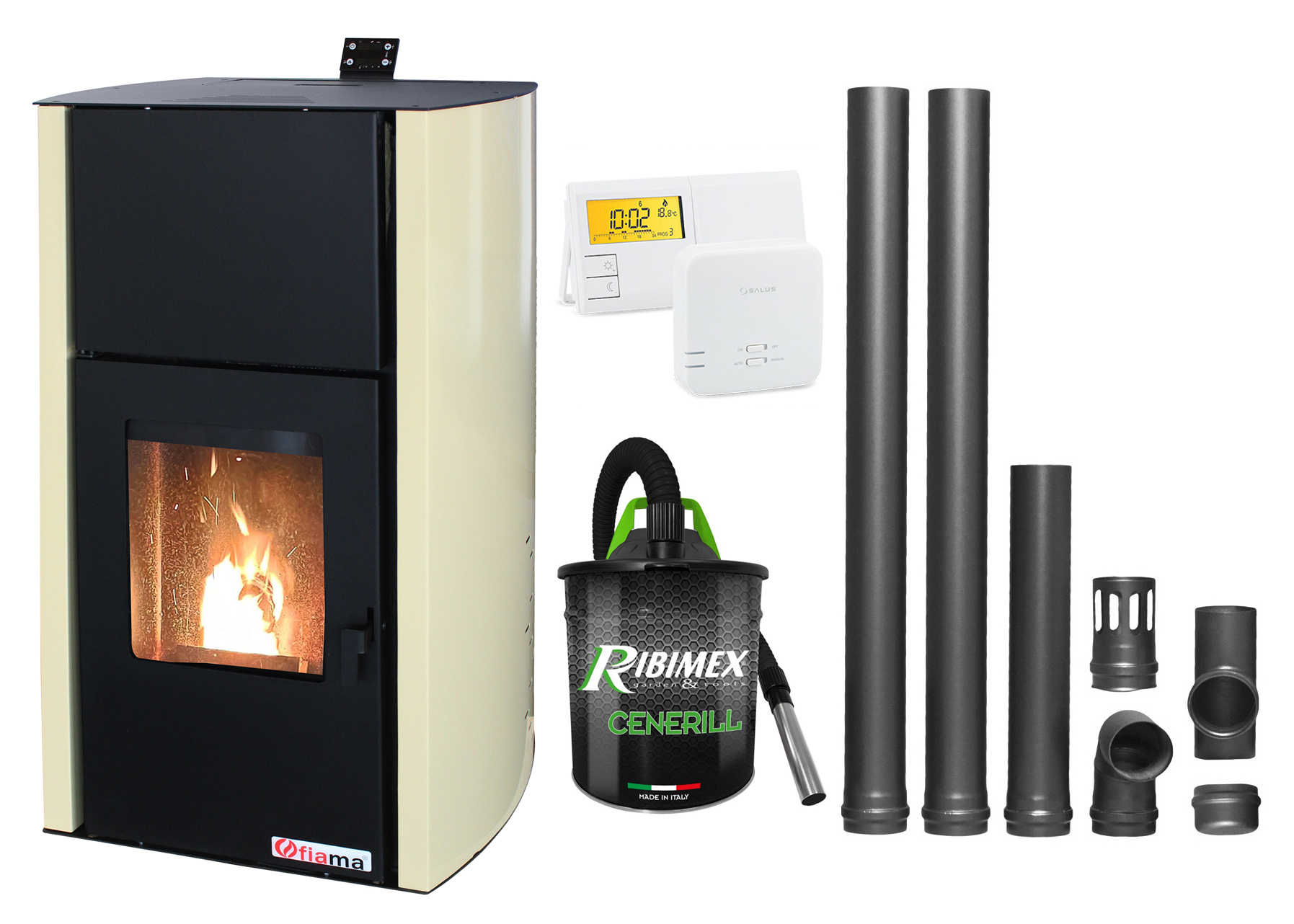 Pachet Termosemineu Peleti Fornello Fiama Confort 30 kW
