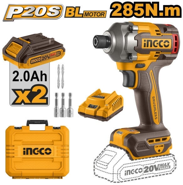 Cheie Impact Ingco 20V Brushless 285Nm