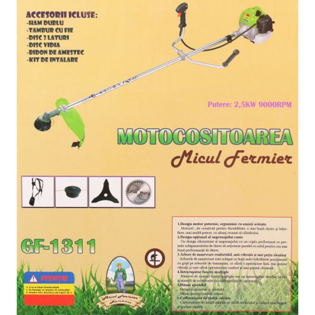 Motocoasa Benzina Micul Fermier GF-1311 Accesorizata - imagine 3