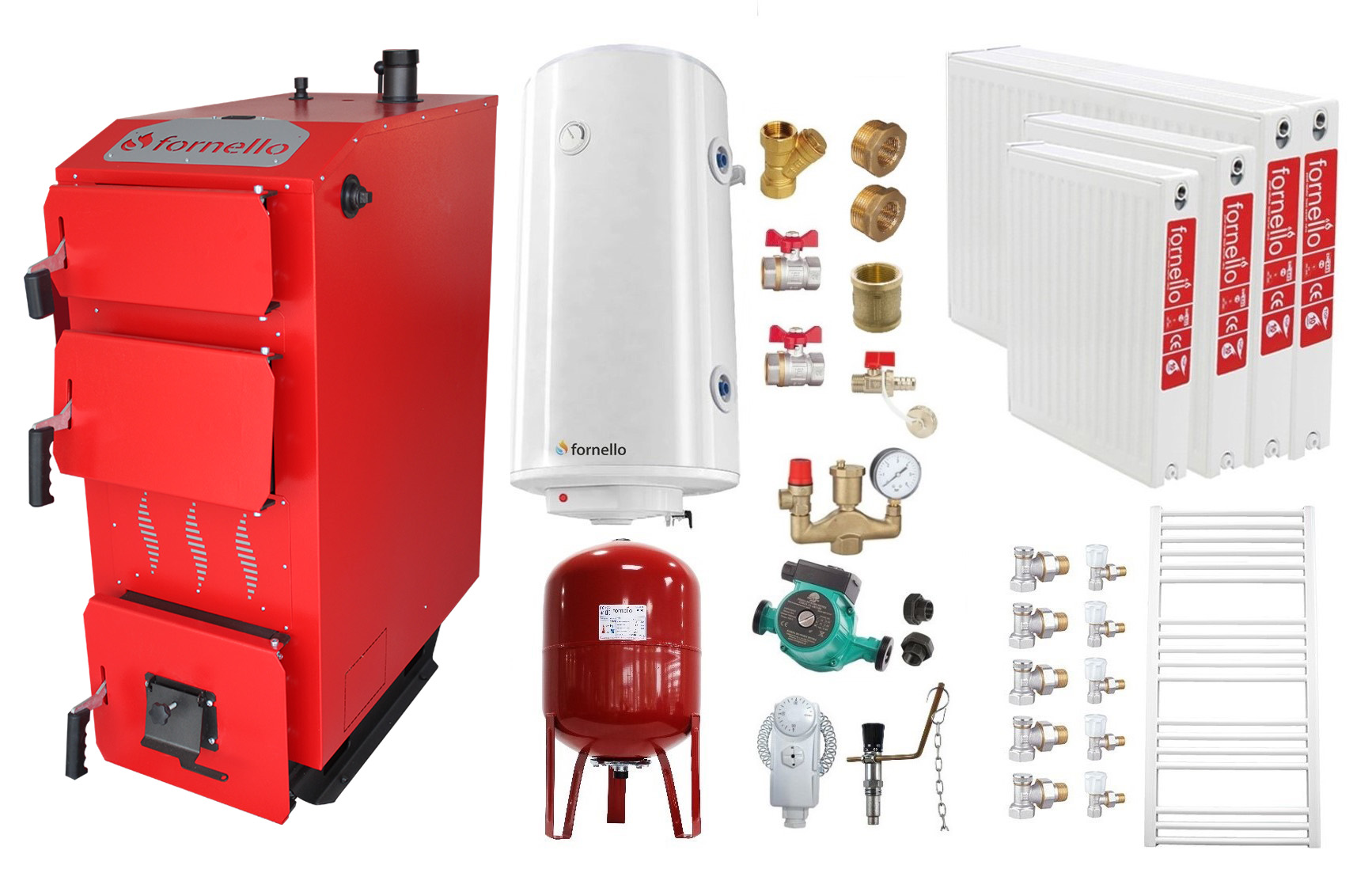 Pachet Complet Centrală Fornello 25kW cu Radiatoare
