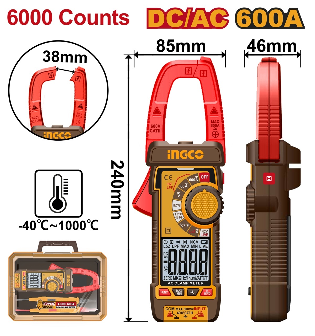 Clampmetru INGCO DCM66002 600A TRMS profesional