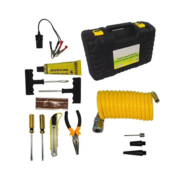Compresor aer auto 12V PREMIUM 2 CILINDRI + ACCESORII , LANTERNA SI TRUSA , LIDER MX391 - imagine 3