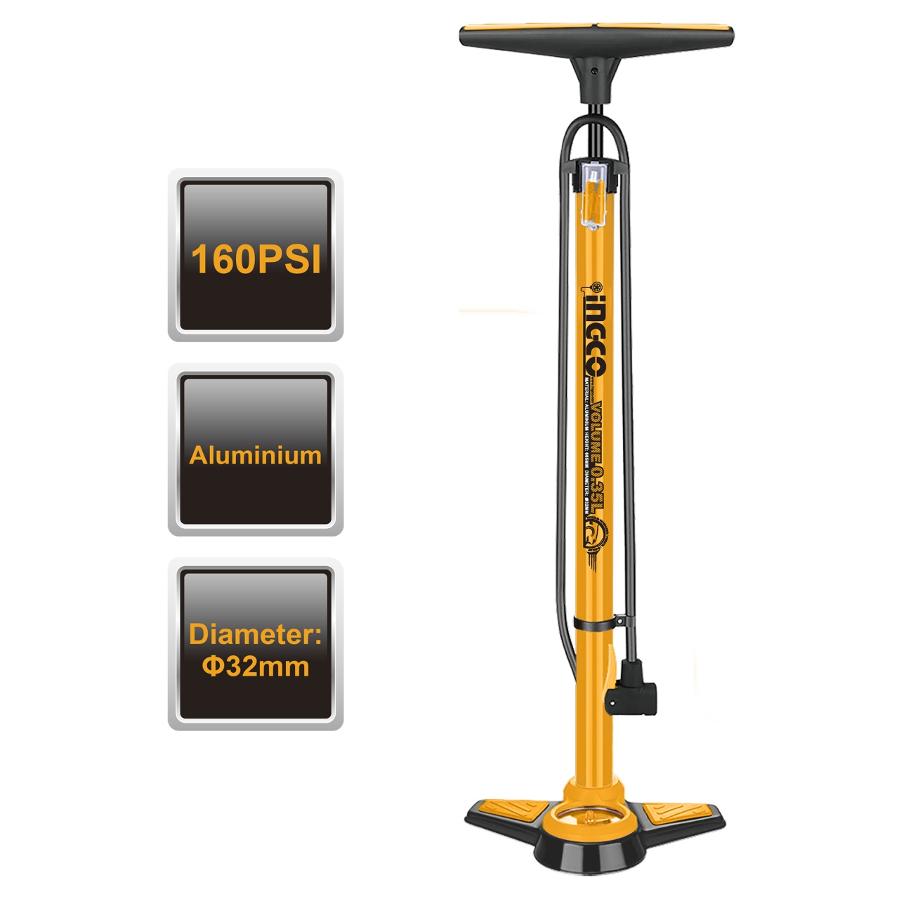 Pompa Auto Manuala INGCO MPP3201 cu Manometru - imagine 2