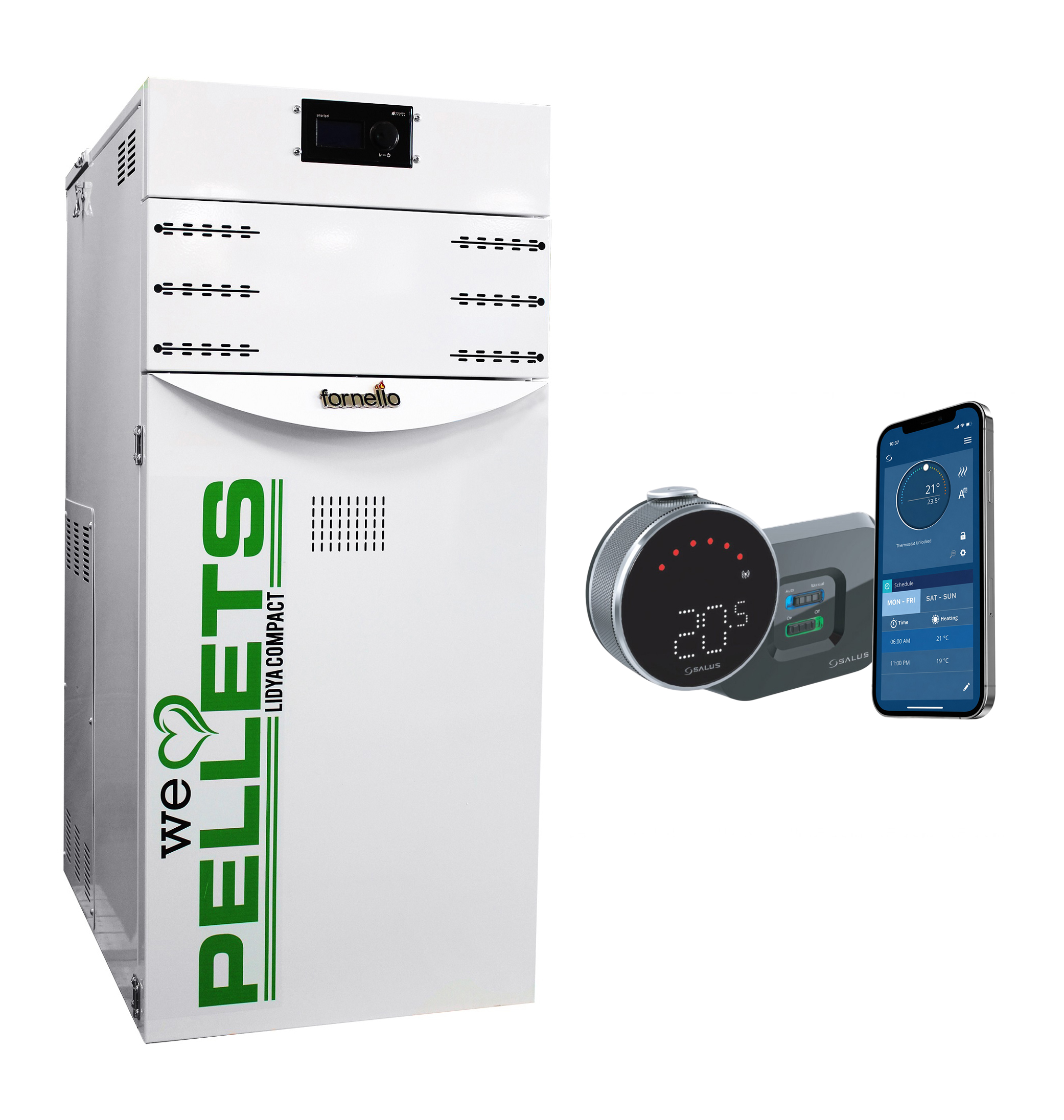 Centrala pe peleti Fornello Lidya 25kw + Termostat Wi-Fi - imagine 2