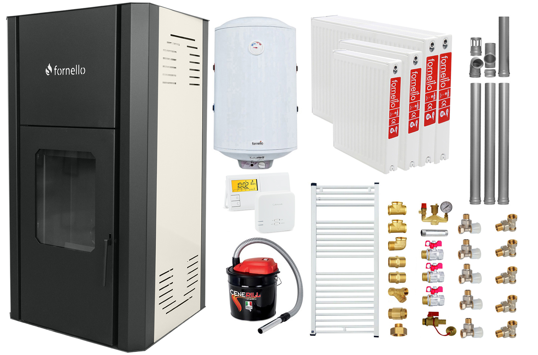 Pachet complet termosemineu peleti Fornello 25kW