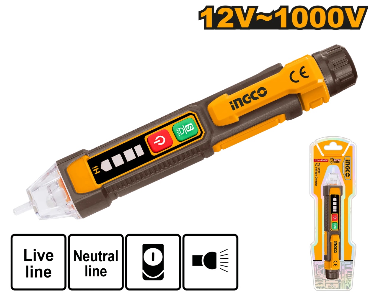 Surubelniță Control Digital Ingco VD100091, 12-1000V AC - imagine 2