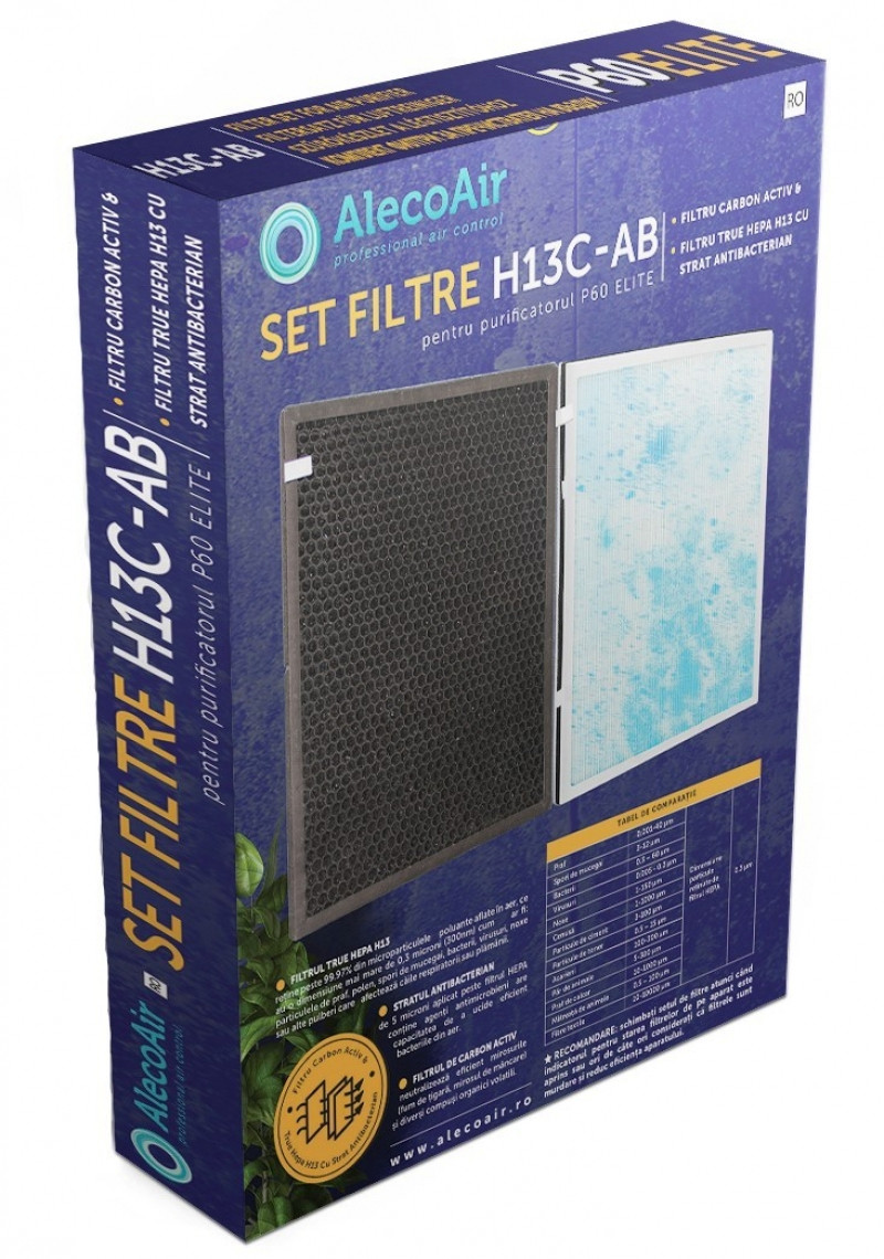 Set filtre HEPA H13 antibacterian Alecoair pentru P60 ELITE - imagine 2