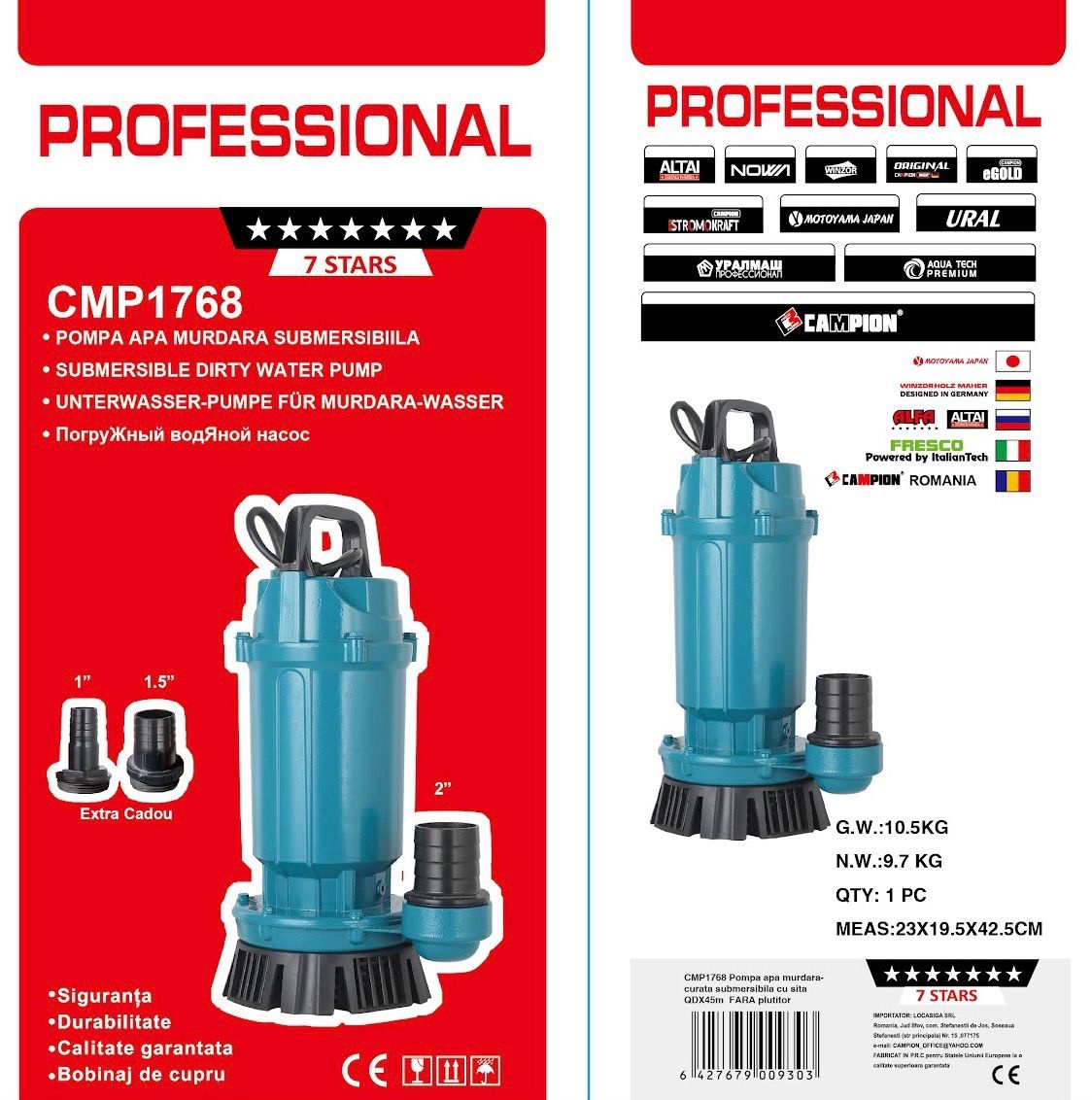 Pompă Submersibilă Campion CMP1768 1.5kW, Debit 30 mc/h - imagine 3