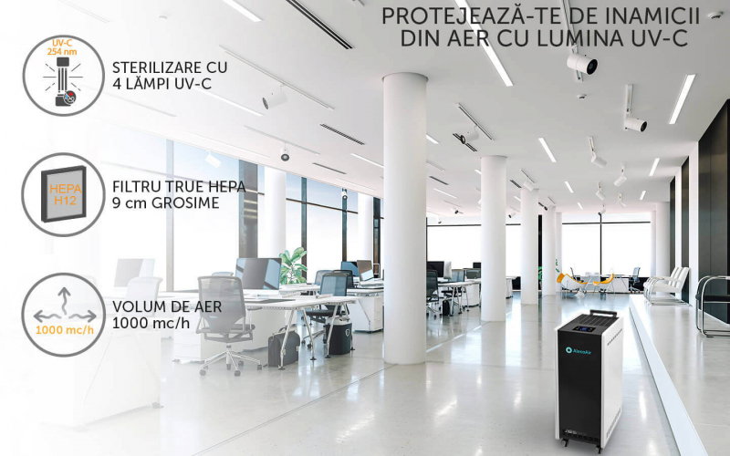 Purificator aer UV-C AlecoAir S1000 CABINET, HEPA H12 - imagine 4