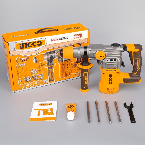 Ciocan rotopercutor 4.5J, 930rpm, 4400bpm, 20V Brushless Fara Acumulator Ingco CRHLI20288 - imagine 10