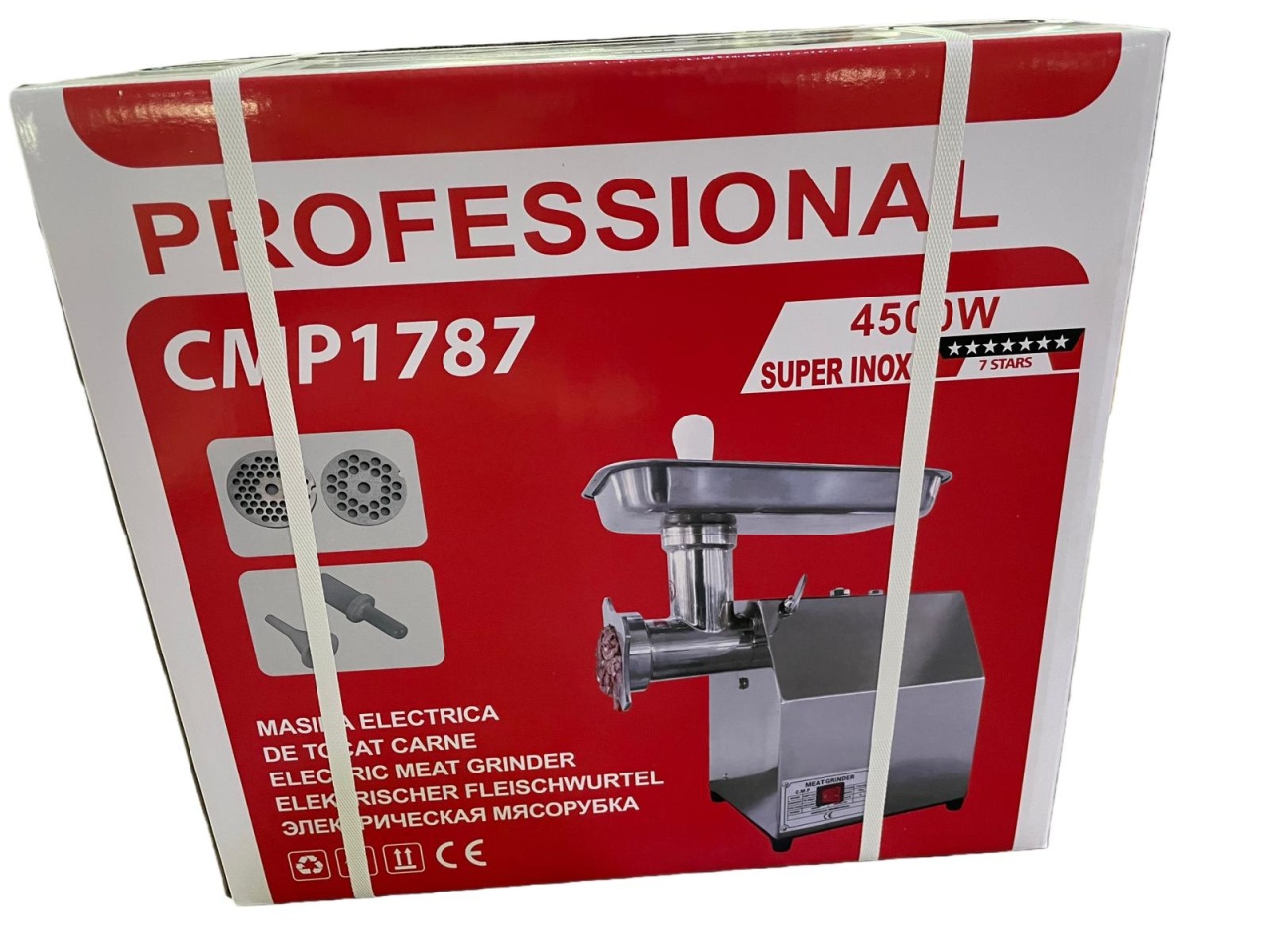 Masina de tocat carne MK22, PROFESIONALA, 4500w, MK22, constructie profesionala inox, 2 site, reverse, Campion CMP1787 - imagine 2