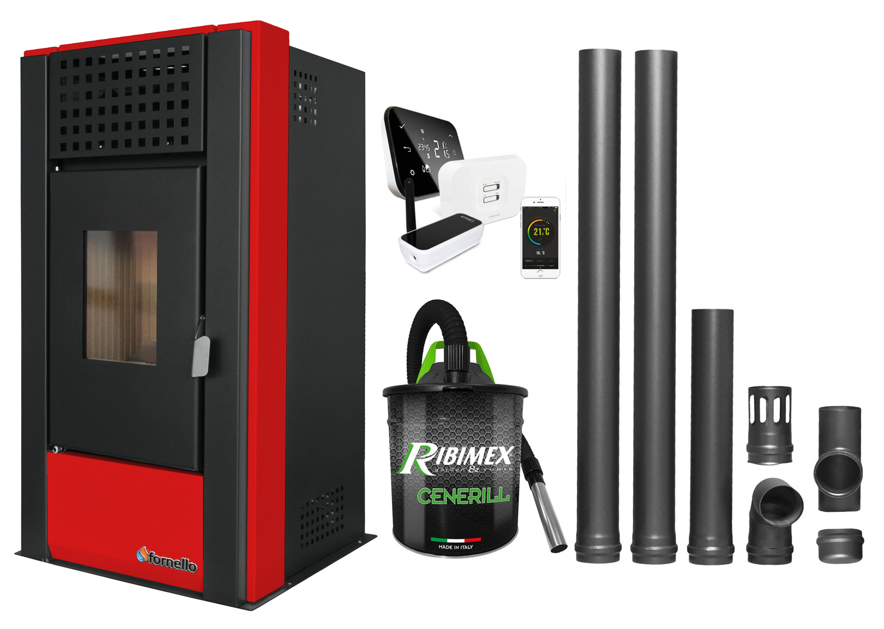Pachet Complet Încălzire Peleti Fornello 9KW Control WiFi