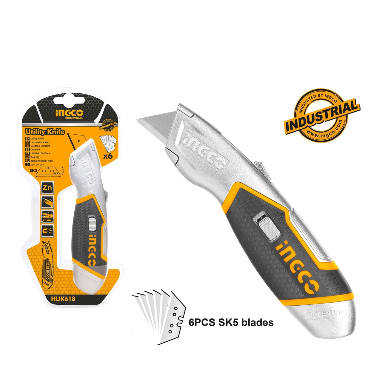 Cutter Metal Briceag INGCO HUK618 + 5 Rezerve