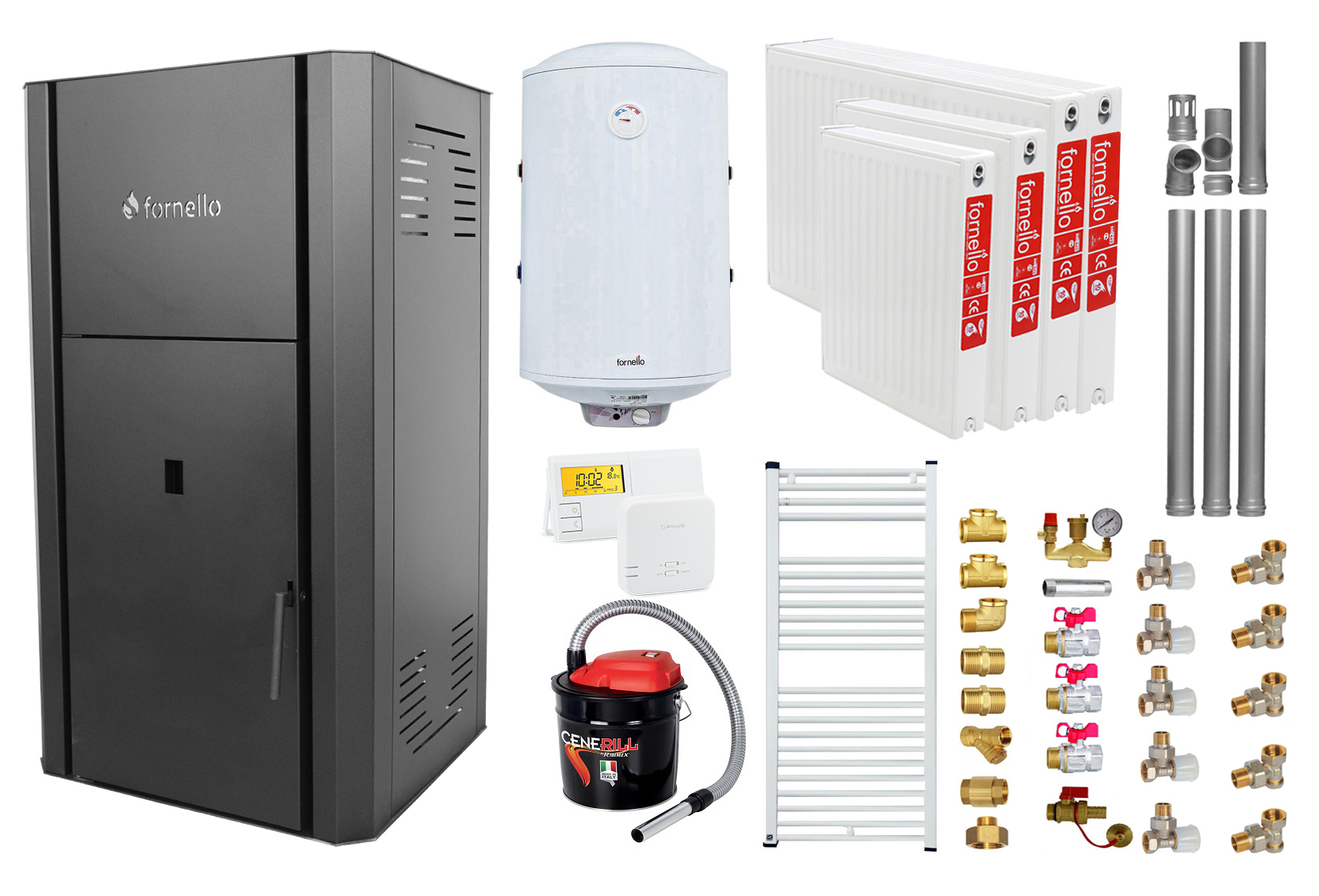 Centrala peleti Fornello Primo Black 25 kW Completă