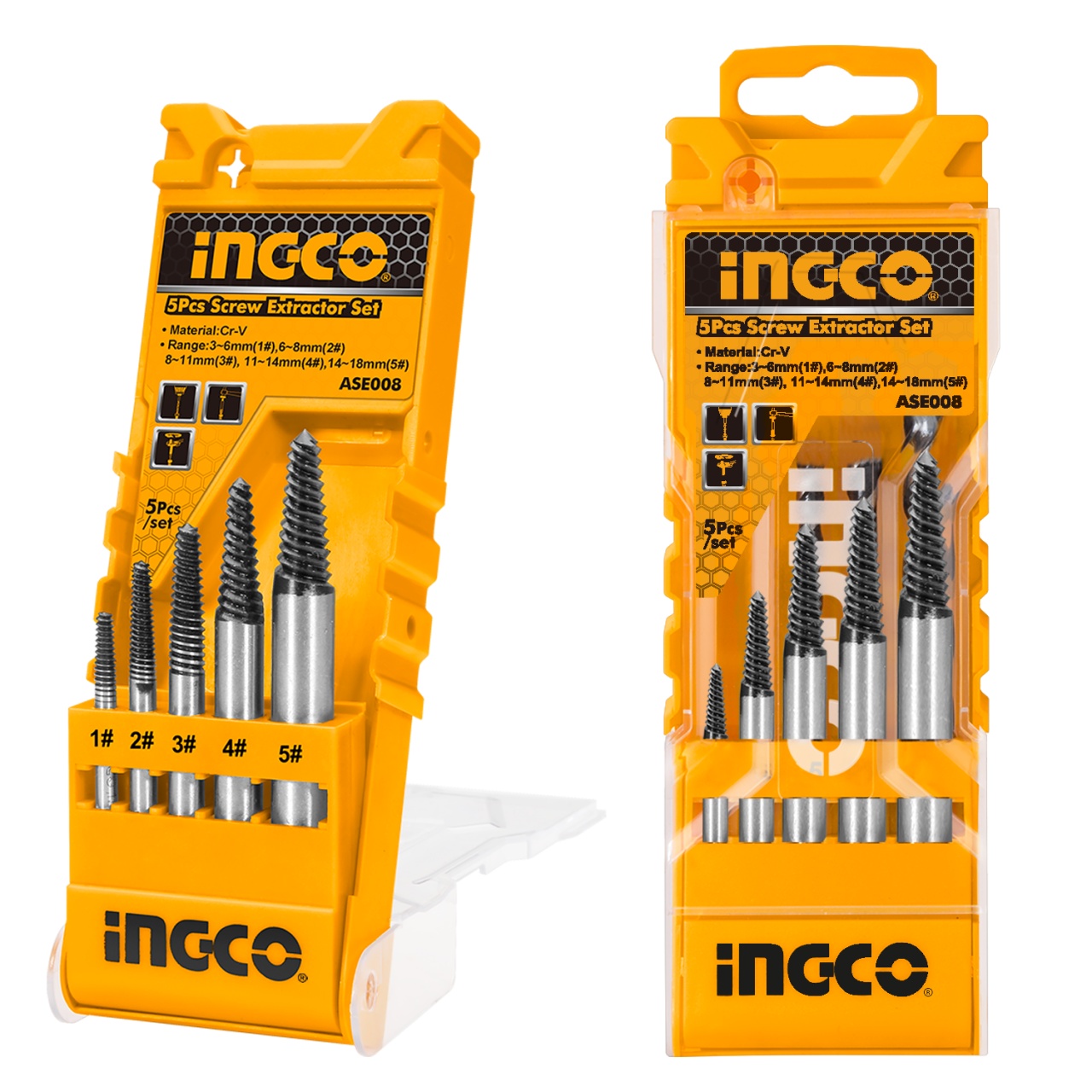 Extractor Șuruburi INGCO ASE008 - Set 5 buc - imagine 2