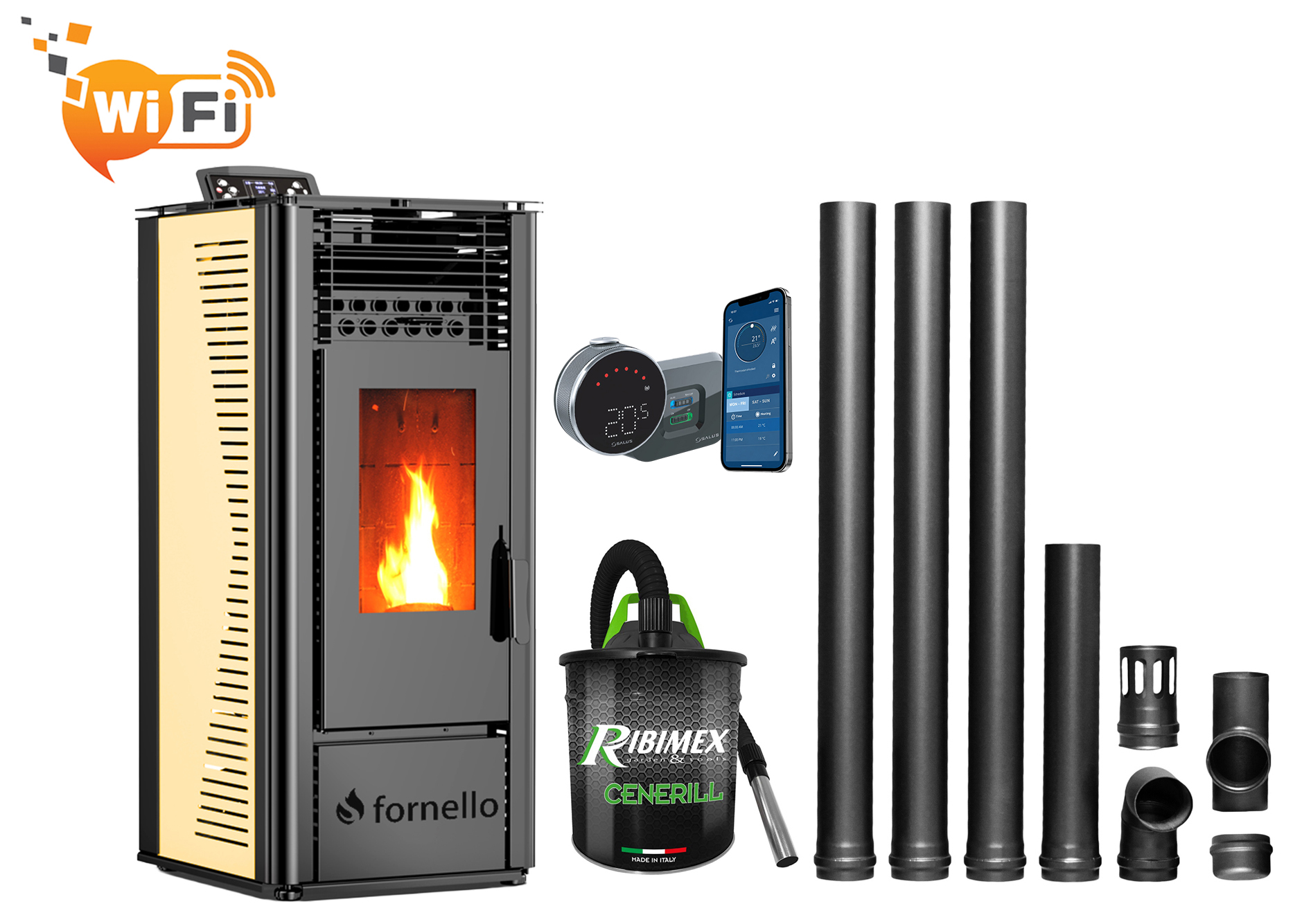 Fornello Sophia 11kW - Sobă Peleti WiFi Control - imagine 2