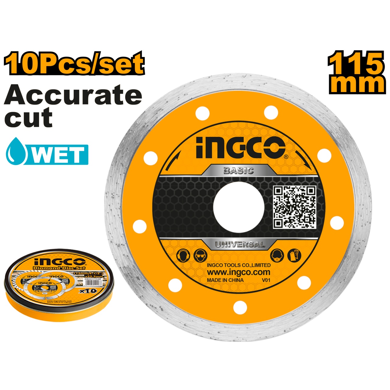 Disc Diamantat Ingco 125mm, Tăiere Umedă, Precisă