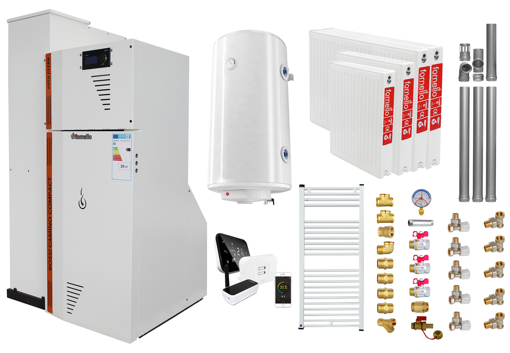 Centrala Peleti Fornello 25kw Pachet Complet