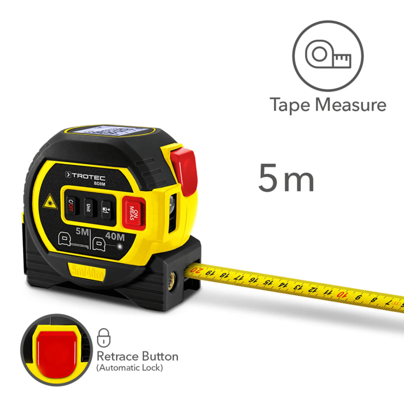 Distantier Laser TROTEC BD8M 3 în 1, 40 m, Funcție Pitagora - imagine 4