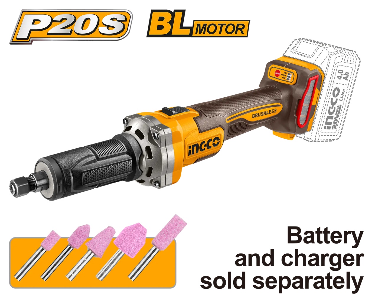 Polizor drept INGCO CDGLI2001 20V Brushless, 30000 RPM