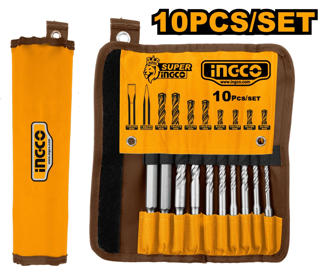 Set Burghie SDS Plus 10 buc Ingco AKD2101 Beton + Dalți - imagine 2