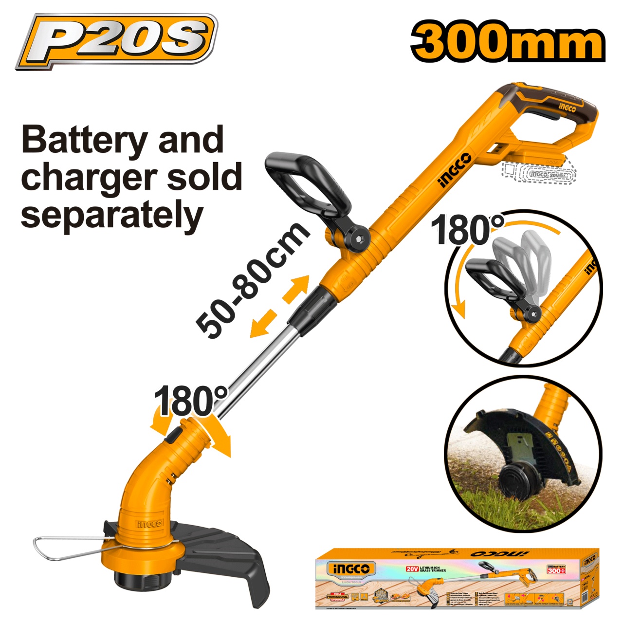 Trimmer Electric Coasa Ingco 20V 7800 rot/min - imagine 1