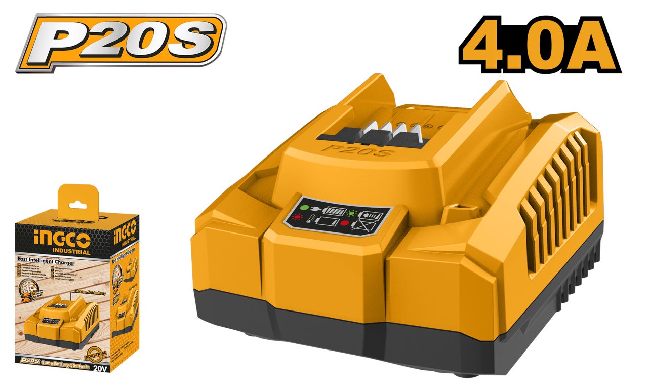 Incarcator baterie 20V 4Ah - acumulator P20S, Ingco FCLI20411E - imagine 2