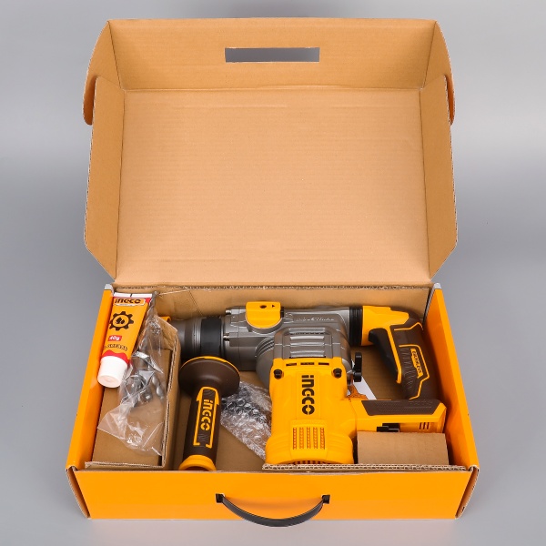Ciocan rotopercutor 4.5J, 930rpm, 4400bpm, 20V Brushless Fara Acumulator Ingco CRHLI20288 - imagine 11
