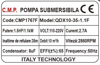 Pompa Submersibilă Campion CMP1767F 1.1kW, 10mc/h, Plutitor - imagine 2
