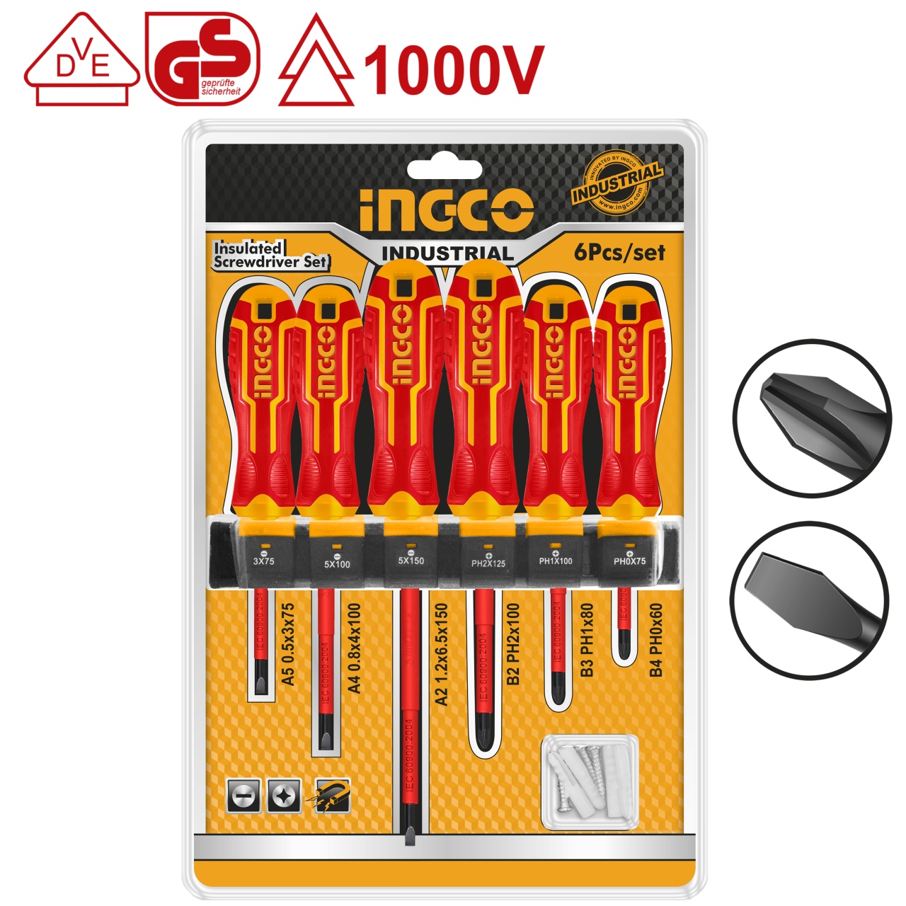 Surubelnite Electricieni 6pcs INGCO HKISD0608 - imagine 2