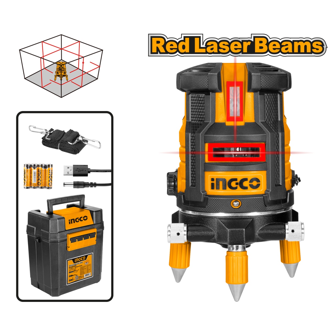 Nivela Laser Rotativa 360° Ingco HLL306505 - imagine 2