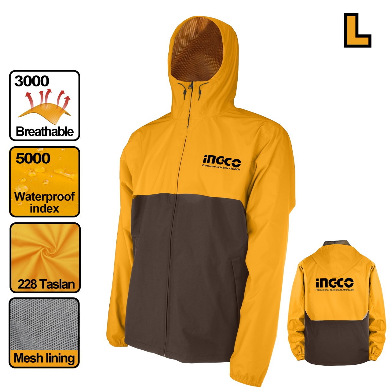 Geaca INGCO XXL Rezistentă Apă și Vânt