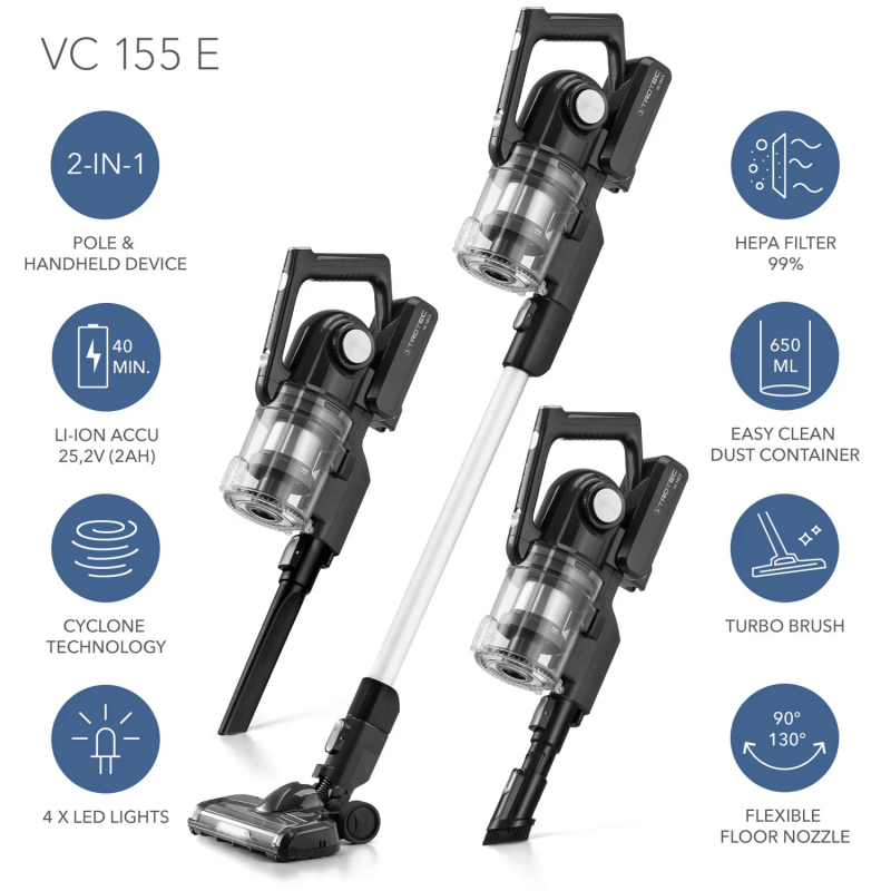 Aspirator vertical 2 în 1 Trotec VC 155 E cu filtru HEPA - imagine 3
