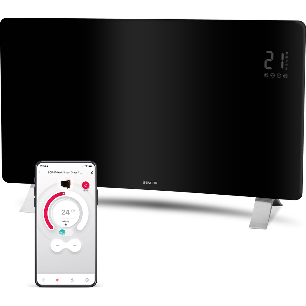 Sencor SCF 4741BK Convector Inteligent de Sticlă