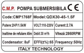 Pompă Submersibilă Campion CMP1768F 1.5kW 30mc/h Plutitor - imagine 2