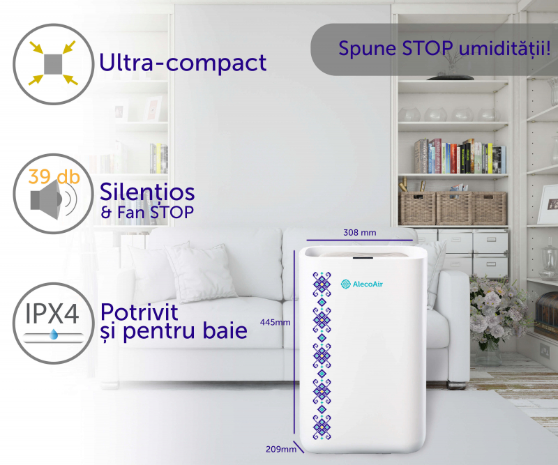 Dezumidificator AlecoAir D13 TRADITIO WiFi, 13L/zi, 25 m² - imagine 8
