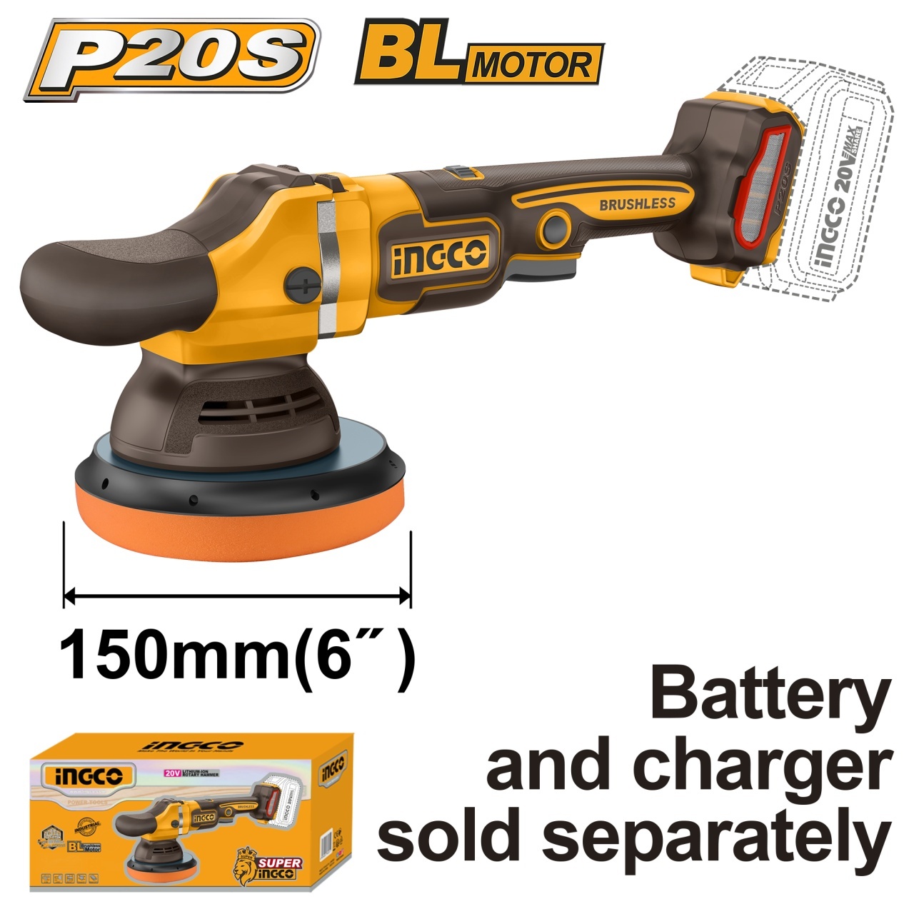 Flex Unghiular Ingco 20V Brushless 150mm POLISH APLI2015