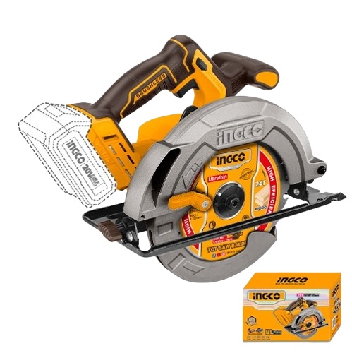 Fierastrau Circular Ingco 185mm, Brushless, 20V