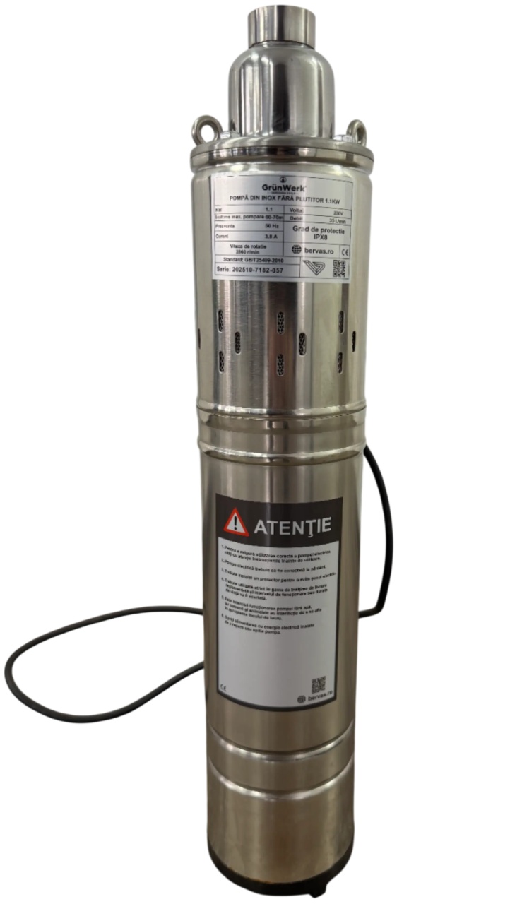 Pompă Submersibilă cu Șnec Grunwerk GW7182, 1100W, Inox - imagine 5