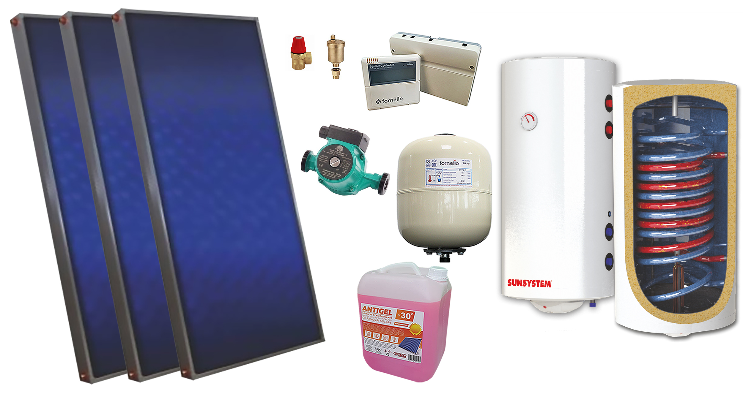 Pachet solar presurizat 3 panouri Sunsystem 200L