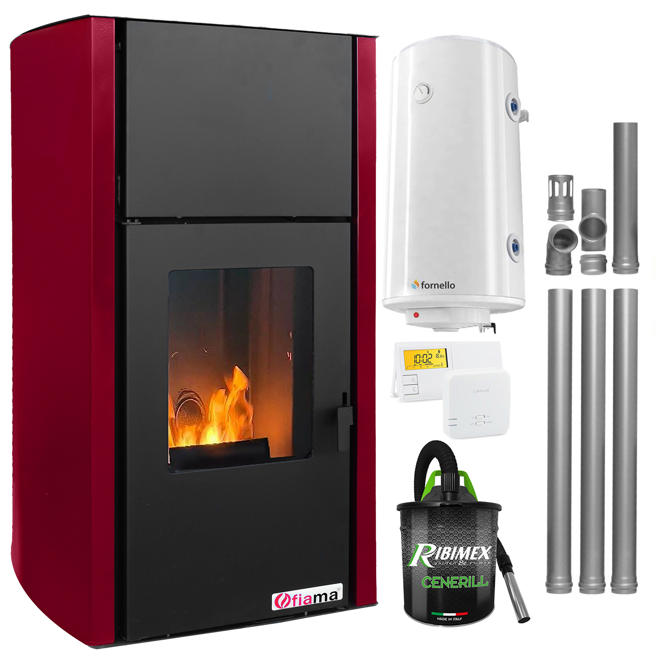 Pachet Termosemineu Fornello Fiama 25kW + Accesorii Complete