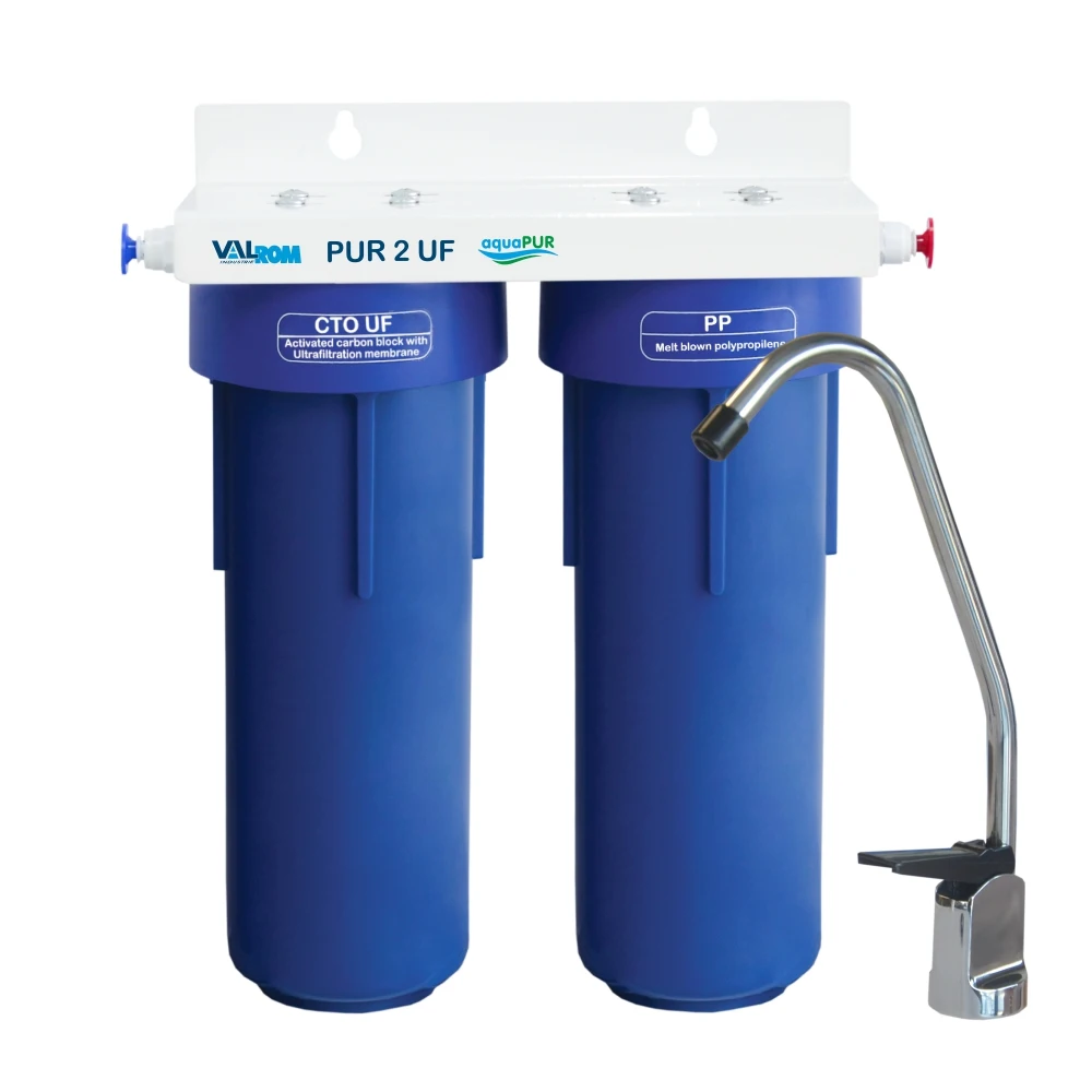Filtru apa potabila, cu ultrafiltrare, PUR 2 UF AquaPur 10"", 2 cartuse filtrante, cu baterie
