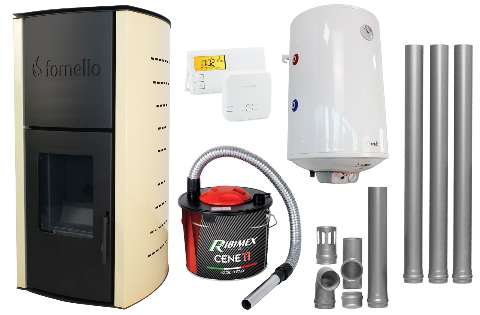 Termosemineu pe peleti Fornello Michelle 12kW - Pachet complet