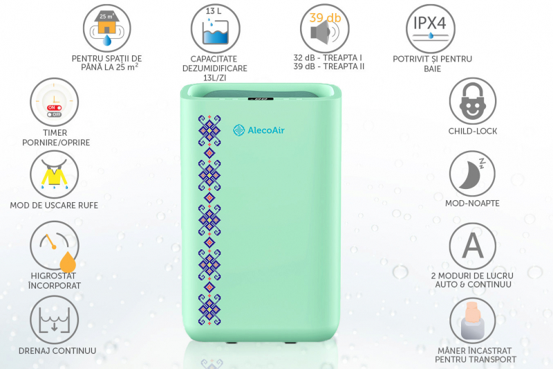 Dezumidificator AlecoAir D13 Traditio Topaz, WiFi, 13L/zi - imagine 7