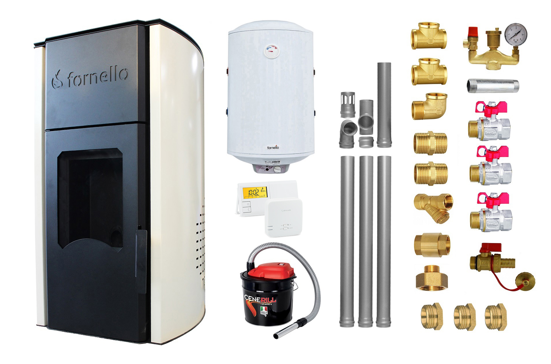 Pachet Termosemineu Peleti Fornello 30kW Complet
