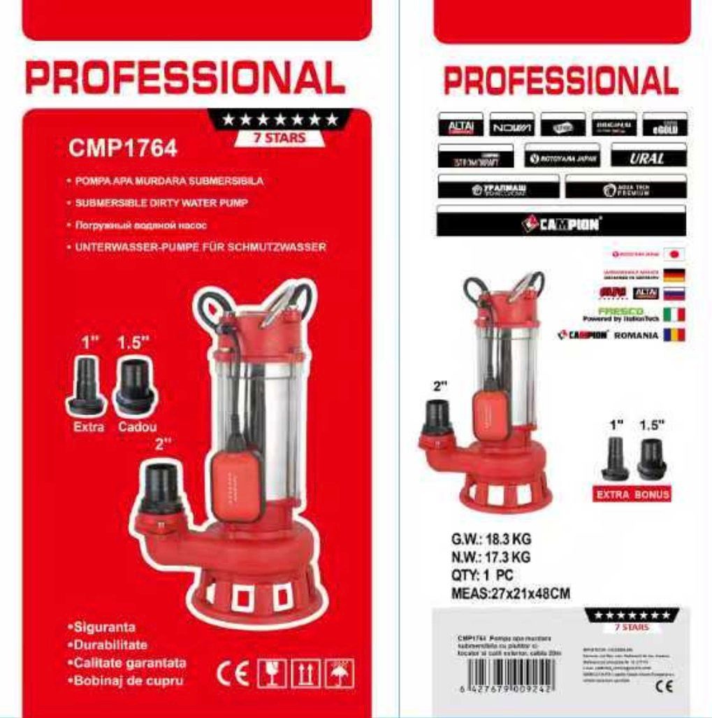 Pompă Apă Murdară 3500W cu Tocător Campion CMP1764 - imagine 5