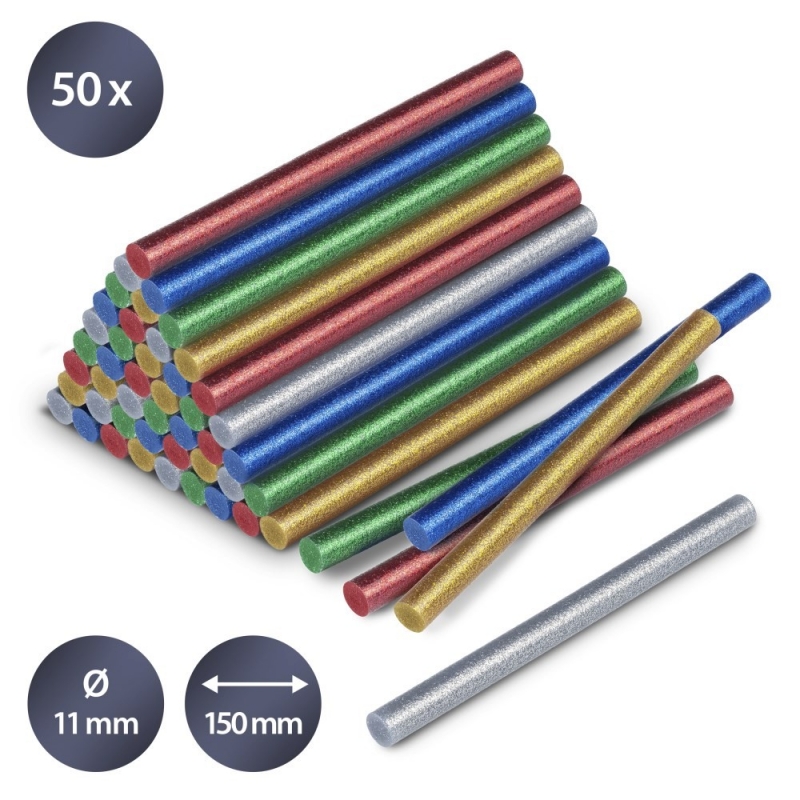 Batoane Lipici Fierbinte cu Sclipici Trotec, 50 buc, Ø 11 mm