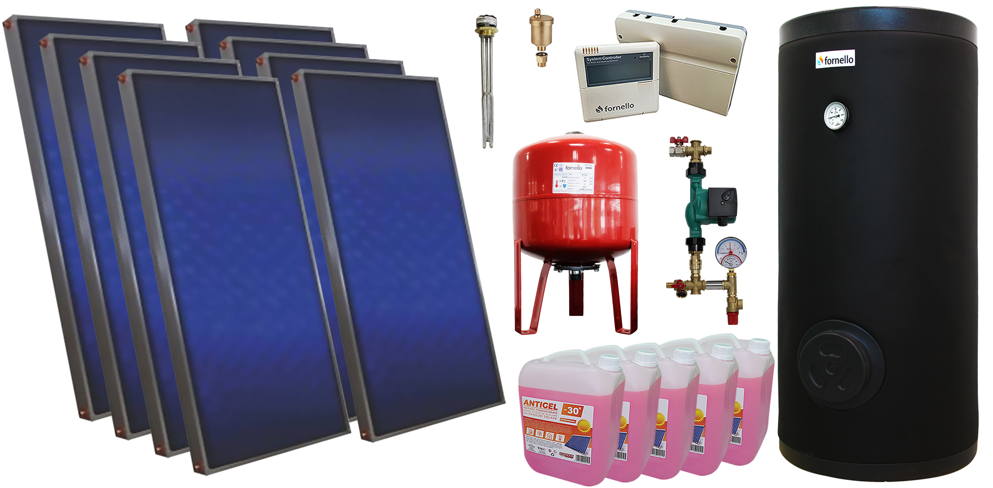 Sistem Solar Presurizat 8 Panouri + Boiler 800L