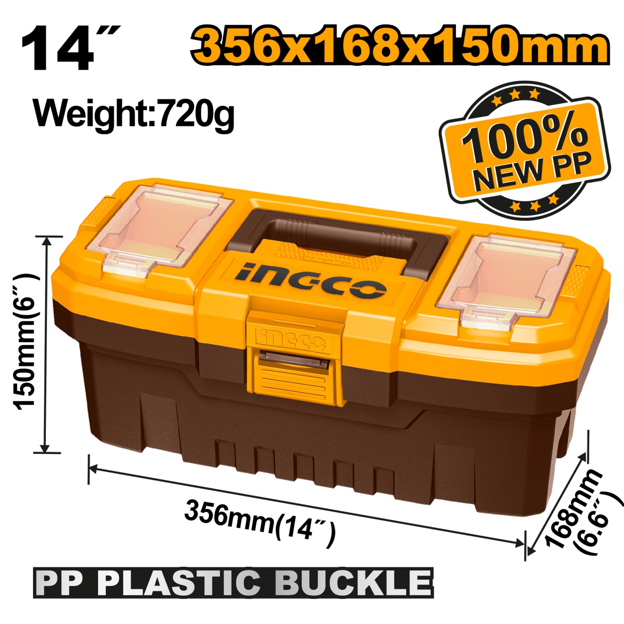 Cutie Scule INGCO PBX1401 14", 10 kg, cu tava interioară
